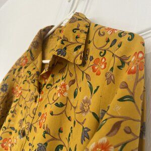 Yellow Floral Long Tunic Top- Half Sleeve